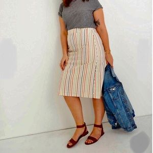 Madewell Striped Side Button midi skirt sz.18